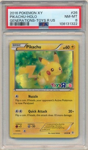 2016 Pokemon XY Generations Pikachu Holo Toys R Us Promo #26 PSA 8 NM-MT