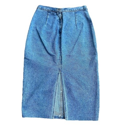 Vintage Vivaldi Jeanswear Women s Denim Skirt Size 12 Made In USA Front Slit 90s