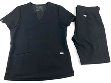 Figs Catarina Scrub Top and Kade Jogger Set Black Womens Size Small Nursing