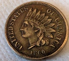 1860 Indian Head Cent Extra Fine Details