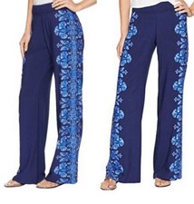 Lilly Pulitzer Bal Harbour Palazzo Pull On Pants Navy Wide Legs Sz Small NWT