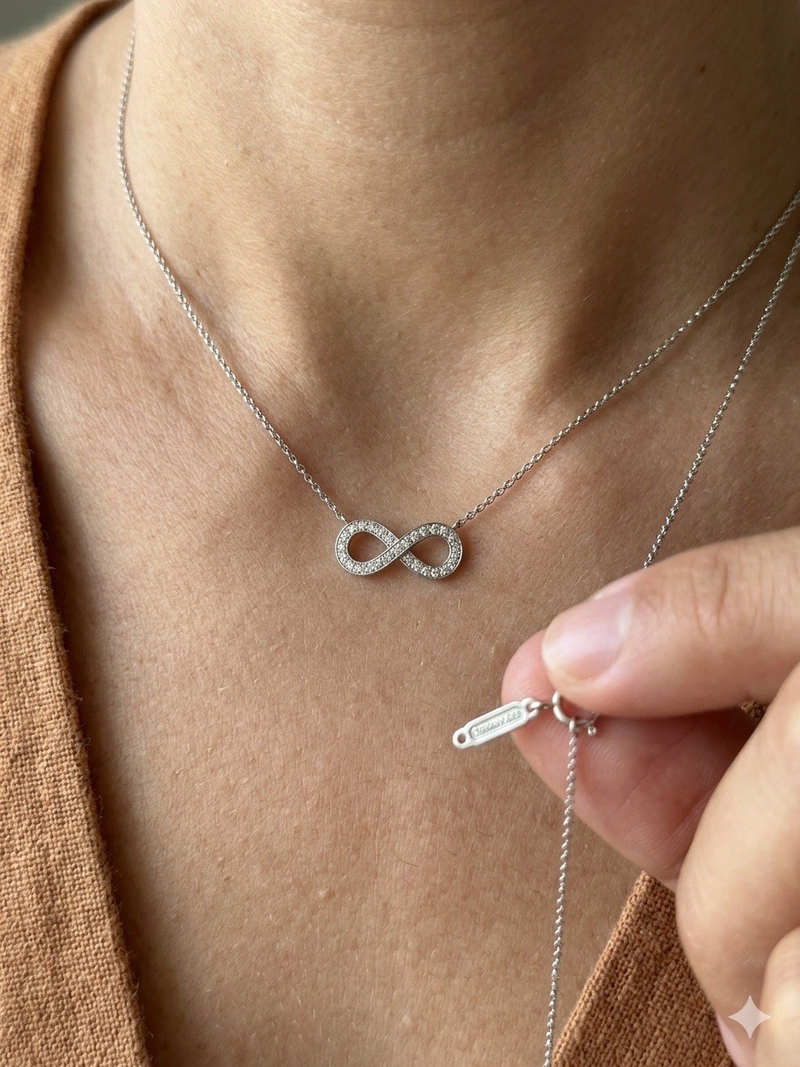 Tiffany & Co. Platinum Diamond Infinity Pendant Cable Chain