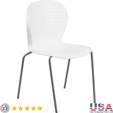 Ergonomic Stacking Chair Ribbed Back Polypropylene Seat Space Saving Comfort New