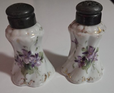Rare Porcelain ~ Floral Salt & Pepper Shaker Set  ~ Victorian 