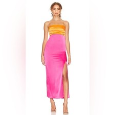 Alice & Olivia - Lilly’s Slit Midi Dress in Orange and Candy - NWT Size 0
