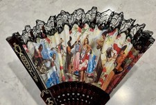 Vintage Style Folding Fan Black Lace Flamenco Dancer Spain Decor Costume