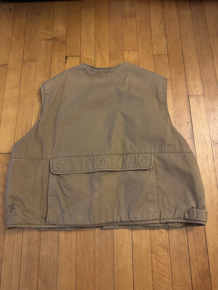 Винтажный шерстяной жилет мужской большой рыболовства утилиты тактический путешествий грузовой желтовато-коричневый карманы - Изображение 4 из 4