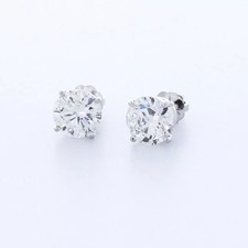 Stud Earrings Solid 14K White Gold Classic 2.26 CT Round Natural Diamond E SI2