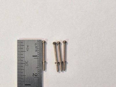 Ship Model Fittings Parts 4 Brass 12mm rail stanchions  w/ 1 hole