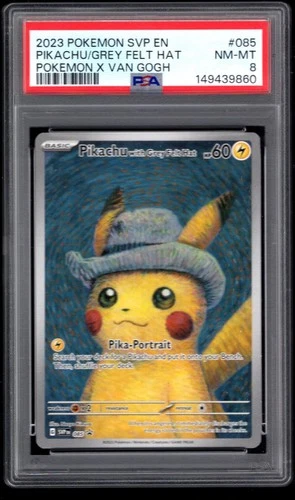 2023 POKEMON SVP EN PIKACHU FELT HAT X VAN GOGH 085 PSA 8