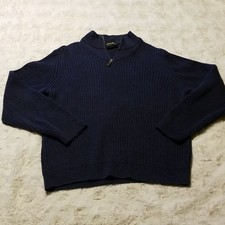 Vintage Eddie Bauer Fisherman Sweater Men L Blue Cotton Gorpcore Outdoor Fall