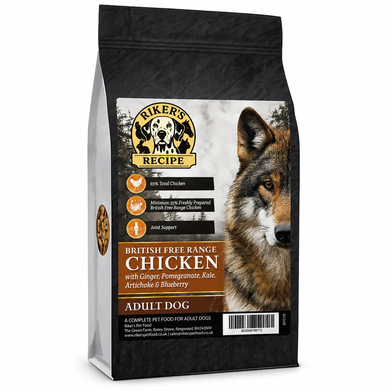 Riker’s Recipe Superfood 65 Grain Free Dog Food- British Free Range Chicken 12kg