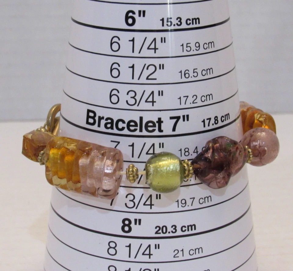 Pulsera Gruesa de Cuentas de Vidrio Tono Dorado Artesanal Boho Hippie Terroso Metálico Foto 2 de 4