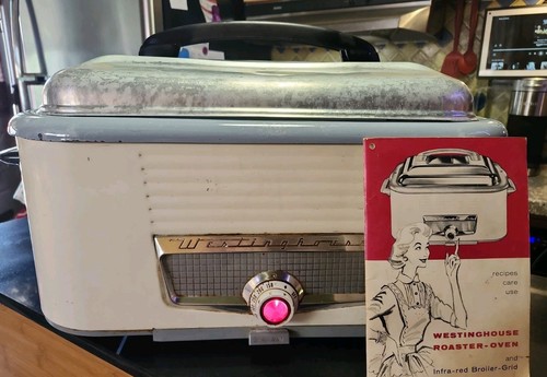 Vintage 1950s Westinghouse Roaster Oven W/Rack & Cord, Manual Tested/inspected!