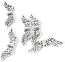 50 Pcs 20Mm Angel Wing Spacer Metal Beads DIY for Bracelets Necklace Silver
