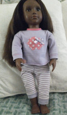 Our Generation Long Dark Brown Haired Ethnic Doll in Lilac Pyjamas