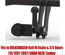 Swan Neck Tow Bar For Vw Golf Iv 35d Estate 1997-2007 No Electrics - V056