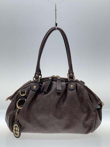 GUCCI handbag leather Brown 223974 506631 Used