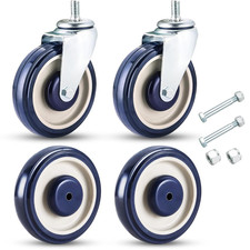 4-Pack 5-Inch Polyurethane Shopping Cart Replacement Wheels with Axles Blue 