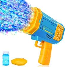 Rocket Bubble Machine Toy with Lights for Kids 3-8 Outdoor Summer Party Gift Set
