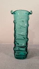 Vintage MCM Blenko Glass 607 Vase In Torquoise 9.75” Sandblasted 1960's