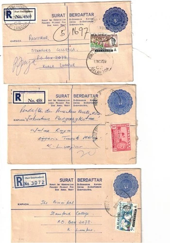 MALAYSIA 1965/69 Registered Covers, cds PORT SWEETENHAM    (3 Covers)