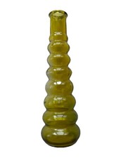Vintage Avocado Olive Green Glass Bubble Bud Vase - 7.5"