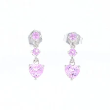 Synthetic Pink Sapphire Dangle Heart Earrings GVM8523