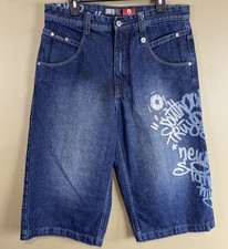 Southpole Y2K Baggy Loose Fit Denim Shorts HipHop RAP size 34 Graffiti Spell Out