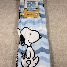 PEANUTS Snoopy Woodstock Throw Blanket 50"x70  Summer Beach Waves Blue NEW