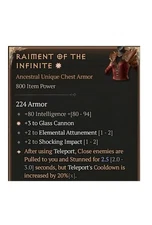 Diablo 4 S10 Raiment Of The Infinite 1GA 2.5 Unique Chest Armor Sorcerer Gear