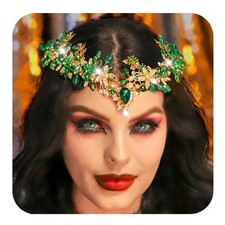 Green Queen Crowns and Tiaras Gold Rhinestone Wedding Headband Prom Costume H...