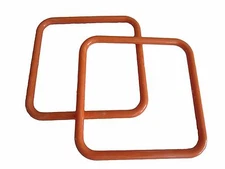 Pair of 6" Orange Marble Square Plastic Macrame Craft Handbag Purse Handles