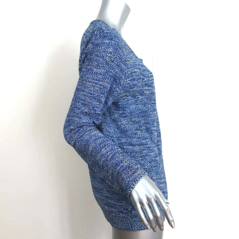 Sandro Metallic Tweed Knit Cardigan Blue Linen-Blend Size 3 Snap Front Sweater - Image 3 of 4