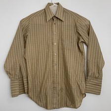 Vintage 60S 70S Sears Best PERMA-PREST Brown FRENCH CUFF Disco SHIRT MENS XL