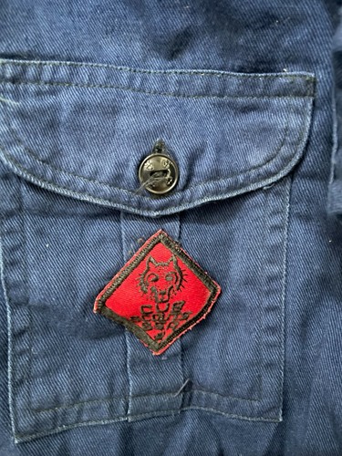 1950s-60s CUB SCOUT Uniform Shirt Detroit Community Strip Bobcat Pin Wolf Patch - Bild 4 von 12