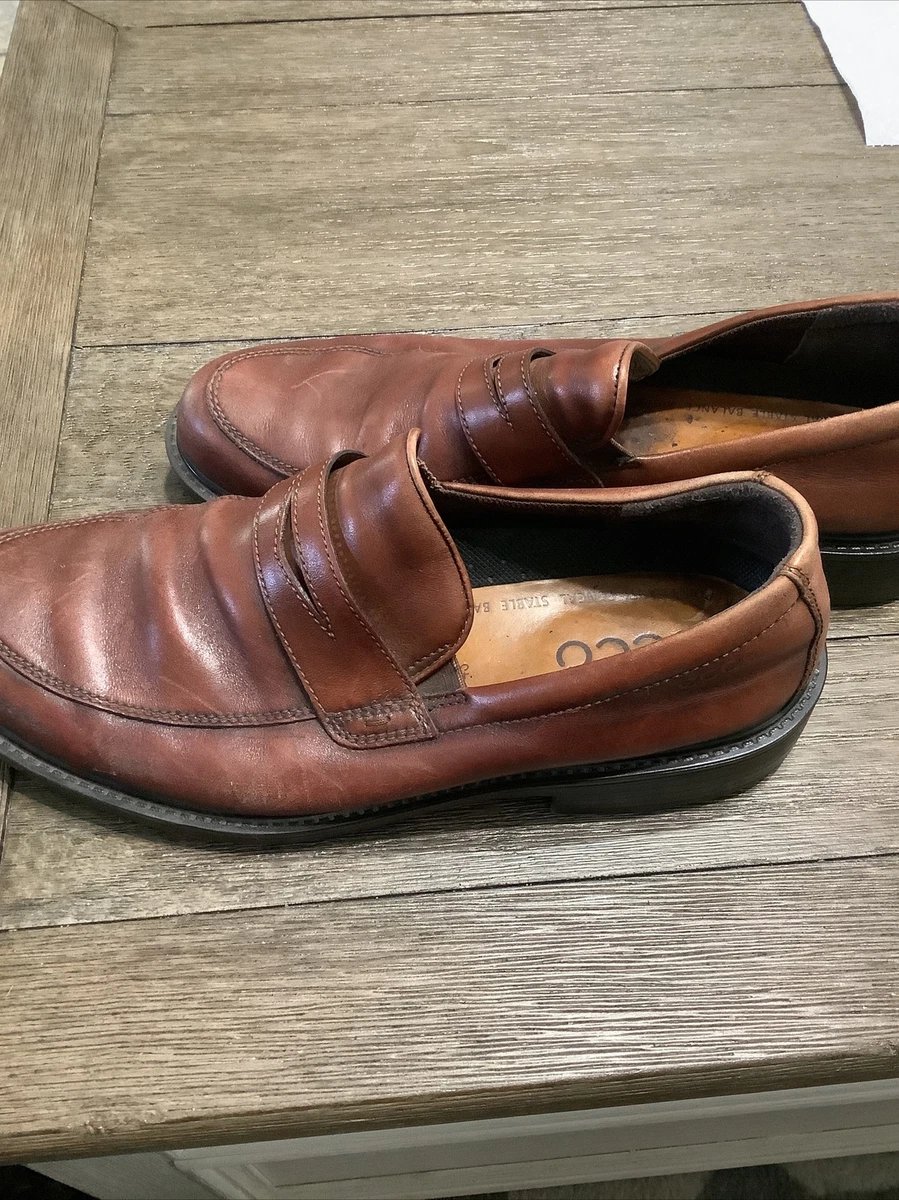 ECCO Mens Birmingham PENNY LOAFERS-Rust Brown Leather Dress Sz 43 US | eBay