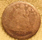 1849 Seated Liberty Dime, Arrows at Date! 90% SILVER Dime