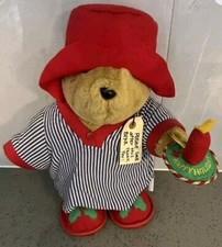 Paddington Bear Stuffed Plush Vintage Holidays Christmas Pajamas Happy Tags