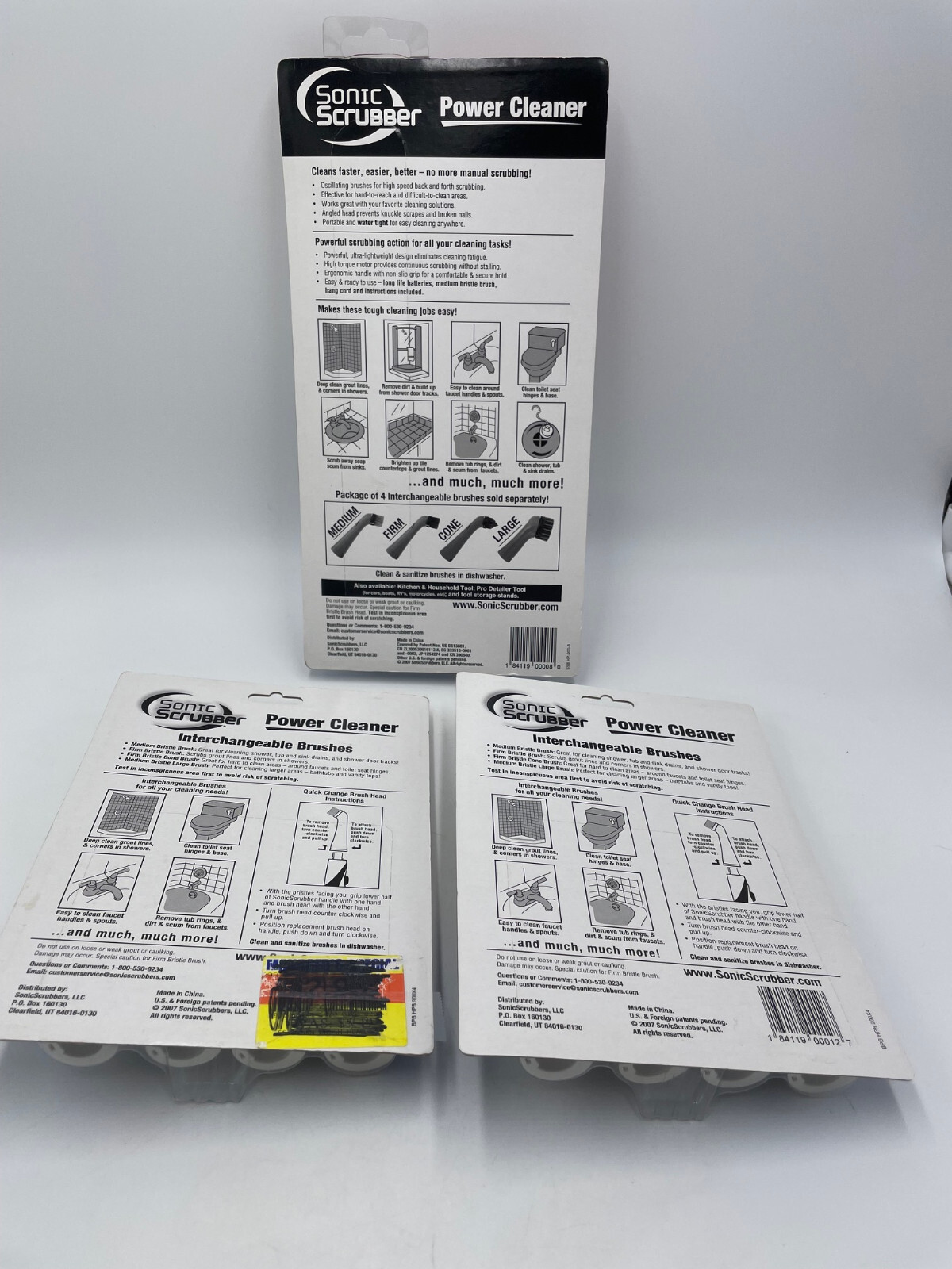 Sonic Scrubber Bathroom Tool Power Cleaner Plus 2 Interchangeable Brush