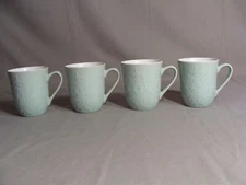 4 GIBSON ELITE Stoneware Mugs In The Portina Mint Green Pattern