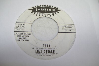 Pop Promo 45 Enzo Stuarti - I Told / Where Does Love Go On Jubilee (Promo)