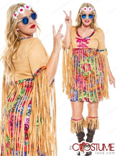 Retro Hipster Women Plus Costume Adult Retro Ladies Dress Halloween Party Outfit - Afbeelding 1 van 4