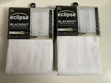 2 Pack Eclipse Blackout Window Curtain Braxton White One Panel Each 42 x 84 New