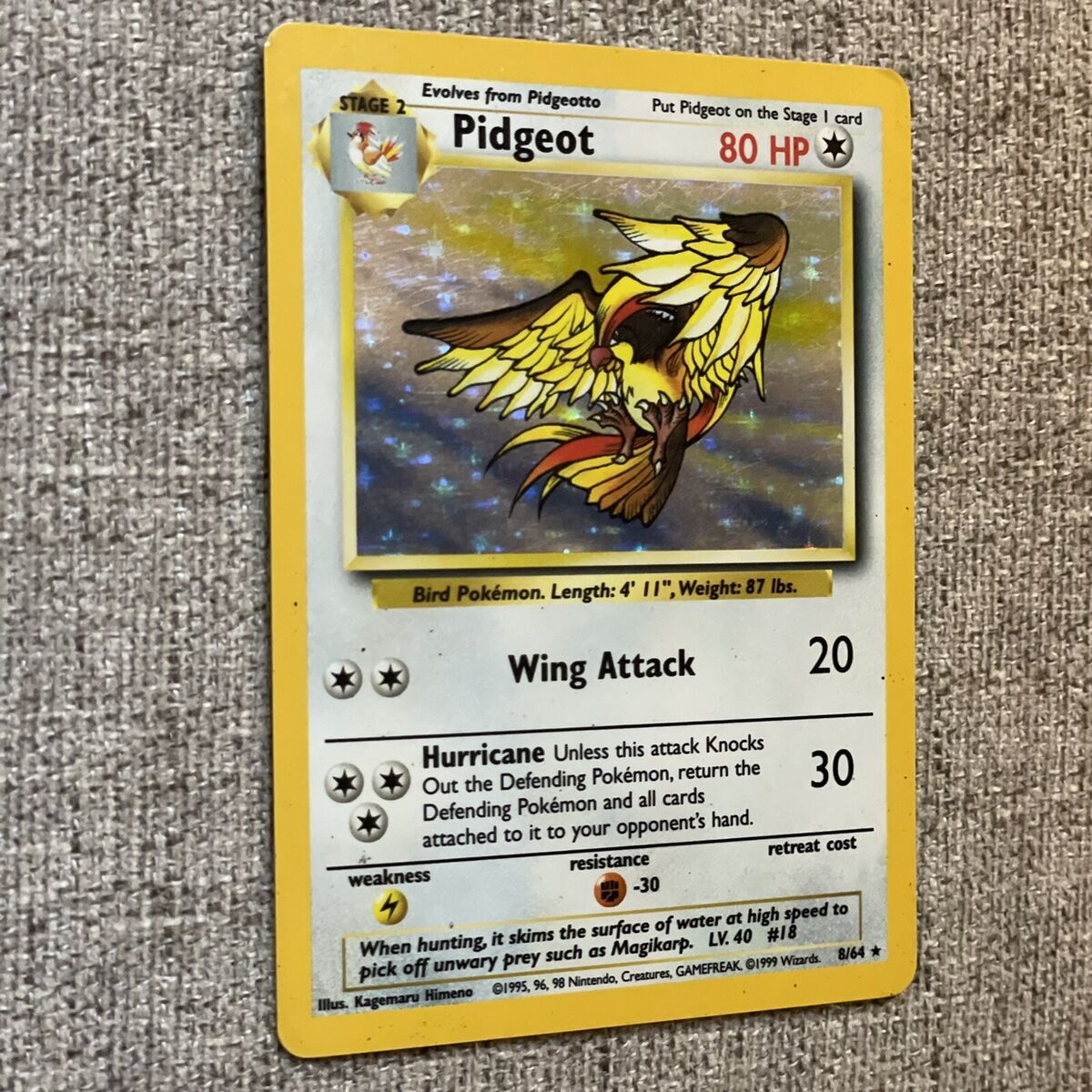 PIDGEOT 8/64 HOLO RARE JUNGLE SET COLLECTION 1999 POKEMON CARD