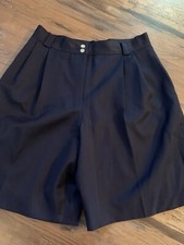 1970's Wool Benard Holtzman by Harve Benard Ltd Size 16 Blue Pleated Shorts