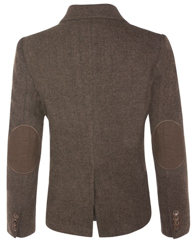Womens Blazer Tweed Herringbone Brown Wool Classic 1920s Formal Vintage Tailored - Picture 5 of 9