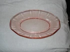 Small Pink Depression Glass 9" Oval Dessert, Salad, or Serving Plate, Great Cond