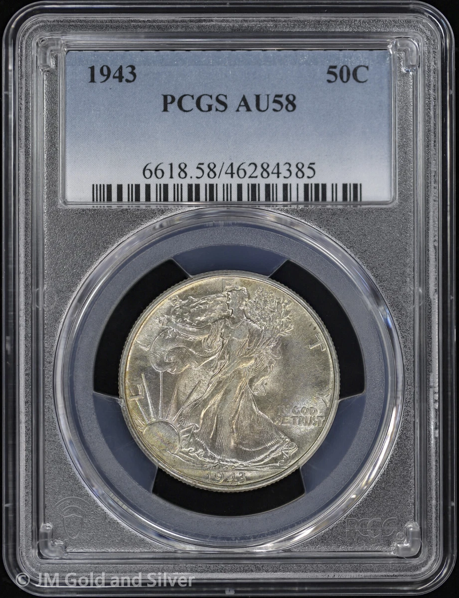 AU 58 Graded 1943 Year Liberty Walking Half Dollars (1916-1947