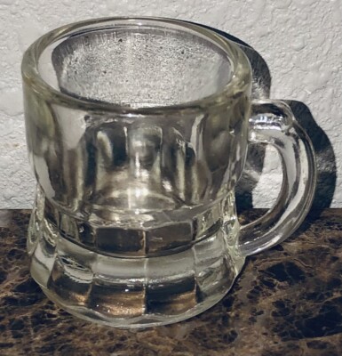 Vintage Federal Glass Clear Mini Beer Mug Shot Glass Unmarked 2  Tall W/ Handle
